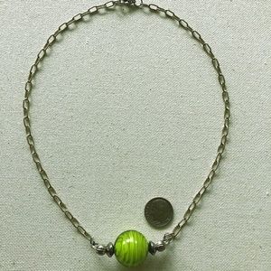 Gorgeous, Unique Necklace With Green Murano Bead ~